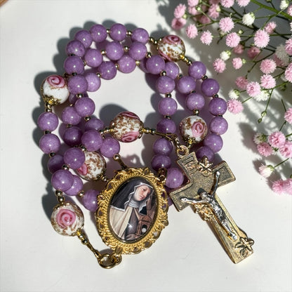 Saint Clare of Assisi Purple Rosary