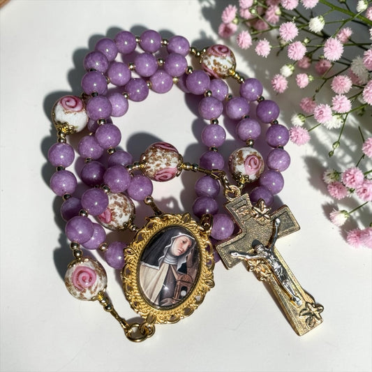 Saint Clare of Assisi Purple Rosary