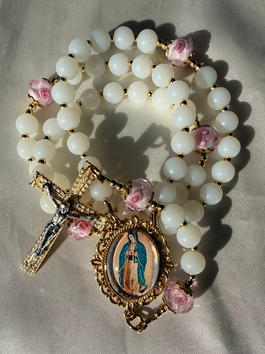 Dreamy Our Lady of Guadalupe rosary 🌸 ☁️✨