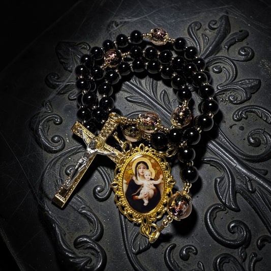 Mary and Jesus black rosary