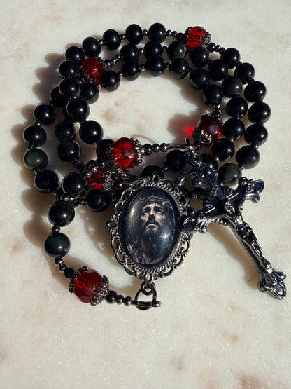Crown of Thorns Rosary 🥀~ rainbow obsidian beads