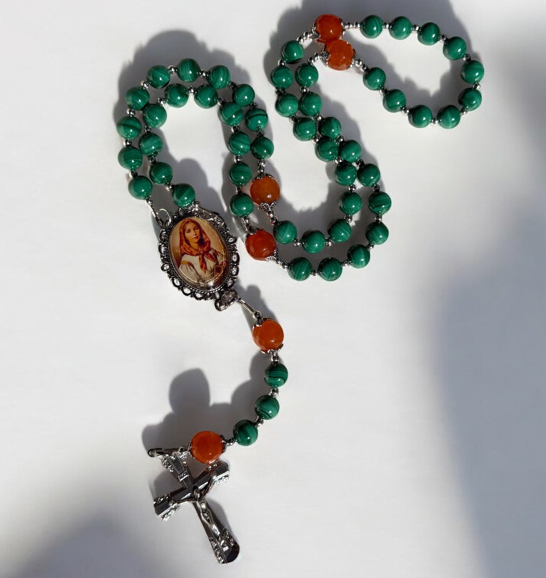 St. Dymphna Malachite rosary