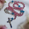 Miraculous medal rosary- pink and blue