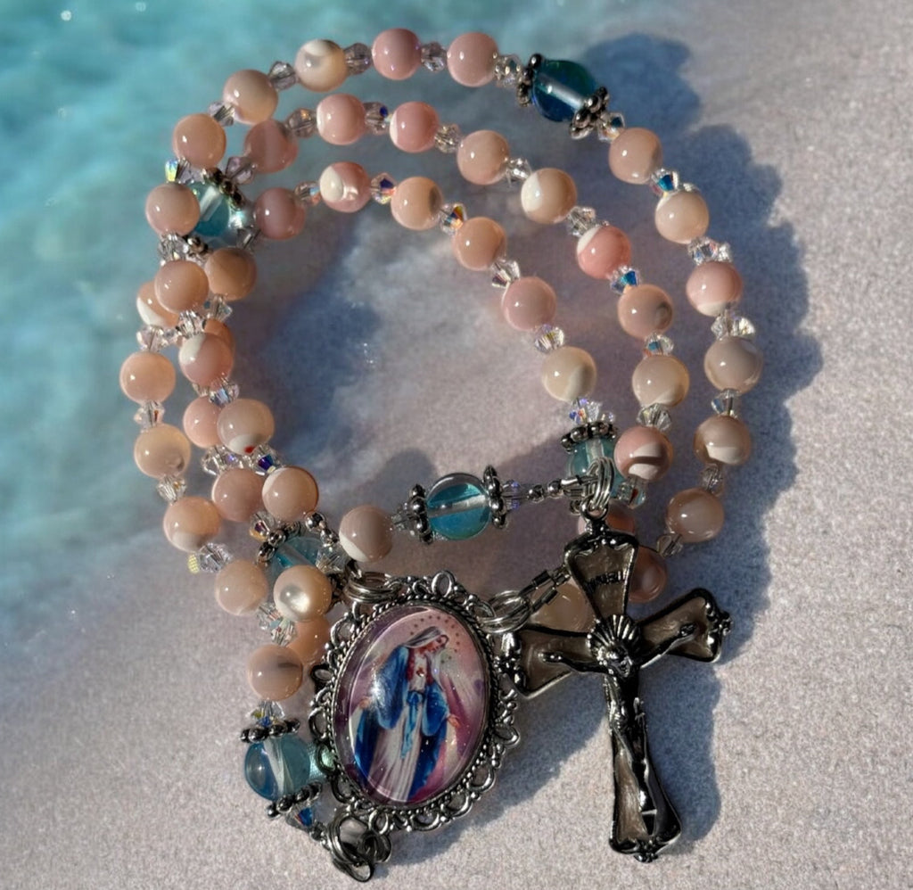 Pink Mother of Pearl Rosary