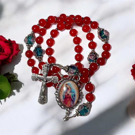 Our Lady of Guadalupe red rosary