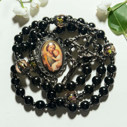 Black Saint Joseph Rosary 🍃