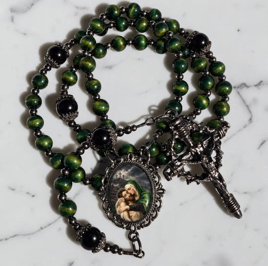 Green Tiger Eye ~ Our Lady of Sorrows rosary