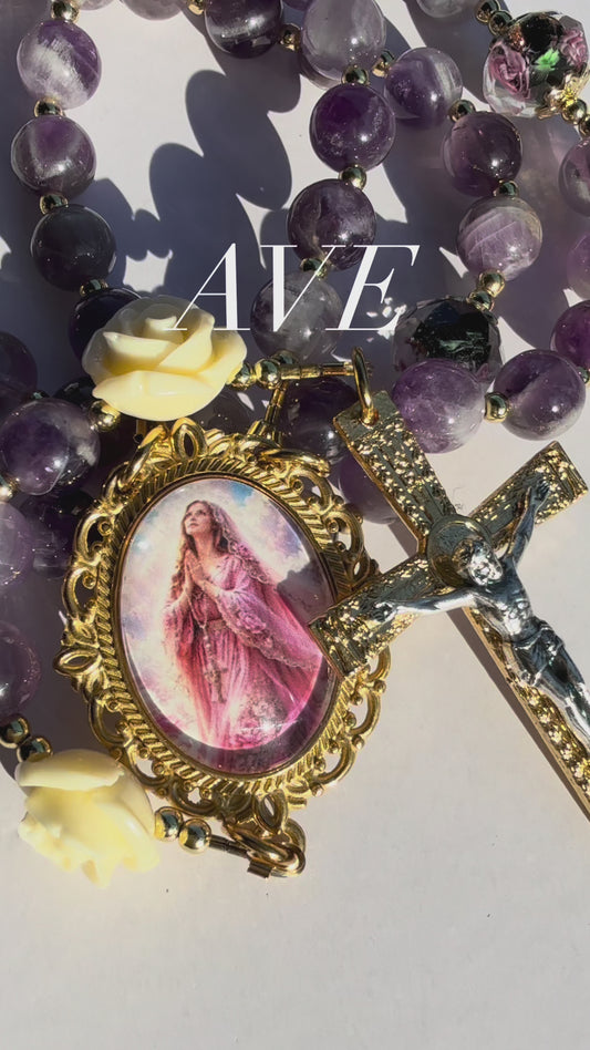 Purple Ave Maria Rosary- Amethyst stone beads