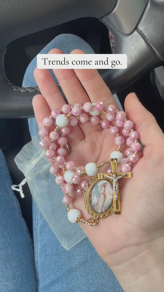 Pink Mother Mary Rosary