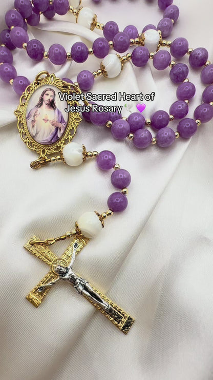 9• Violet Sacred Heart Rosary 🕊️ 💜