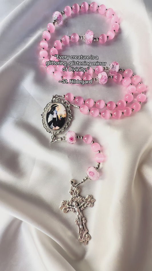Saint  Hildegard pink rosary