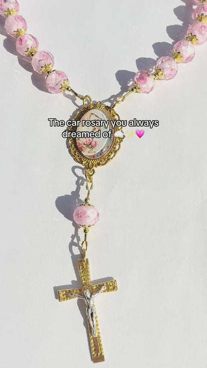 Gold plated 🌷 pink car rosary