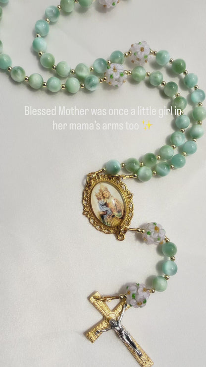 Saint Anne Celadon Moonstone Rosary