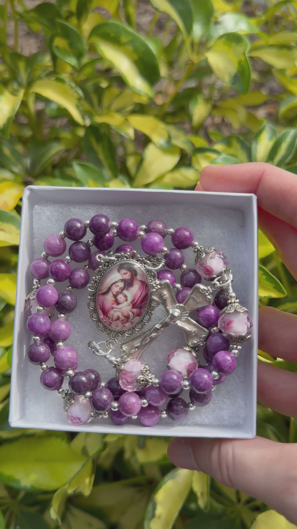 Purple quartz nativity rosary
