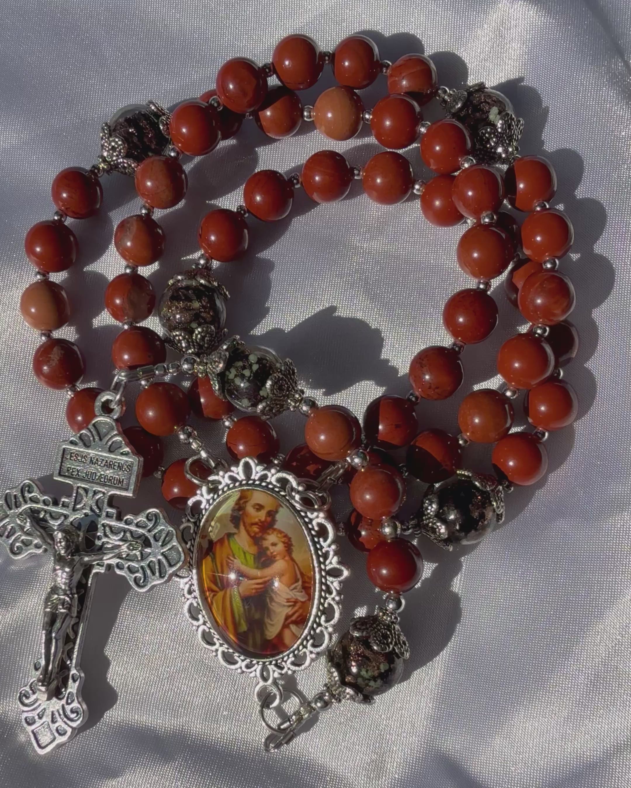 Saint Joseph Red Jasper Rosary