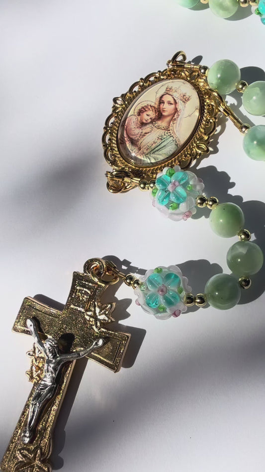AAA Celadon Moonstone Rosary