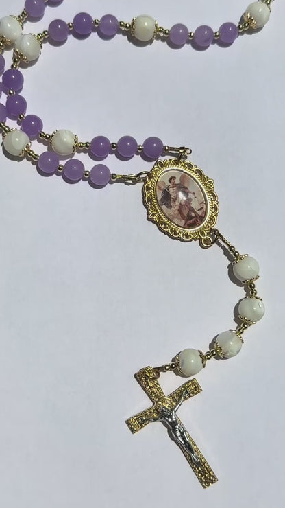 Saint Michael Chaplet ~ Mother of Pearl and Jade beads